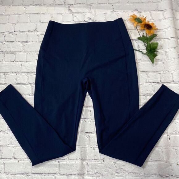 Spanx Seamless Slit Hem Ankle Leggings Navy Large - Picture 2 of 8